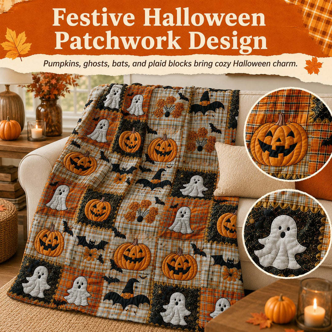 🏆Halloween Patchwork Flannel Blanket