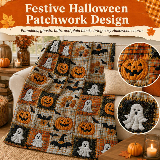 🏆Halloween Patchwork Flannel Blanket