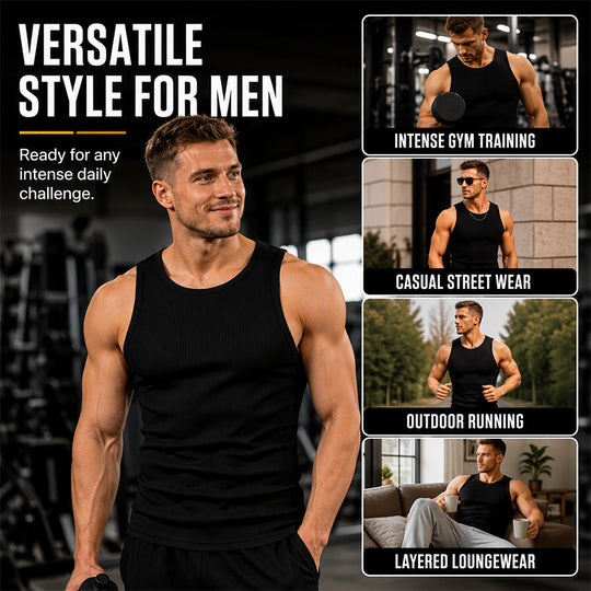Men's  Wide Strap Ribbed Tank Top