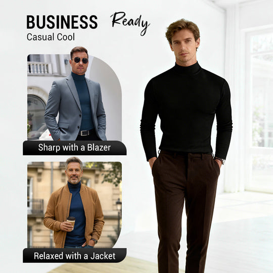 🔥 Men's High Neck Slim Fit T-Shirt - Stretchy & Breathable for Gym or Casual, Modern Style & Comfort 🏃‍♂️📦