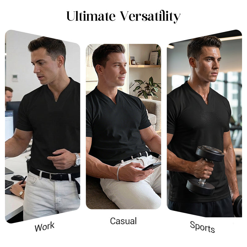 Men Gentlemans Business Short Sleeve Fitness T-shirt