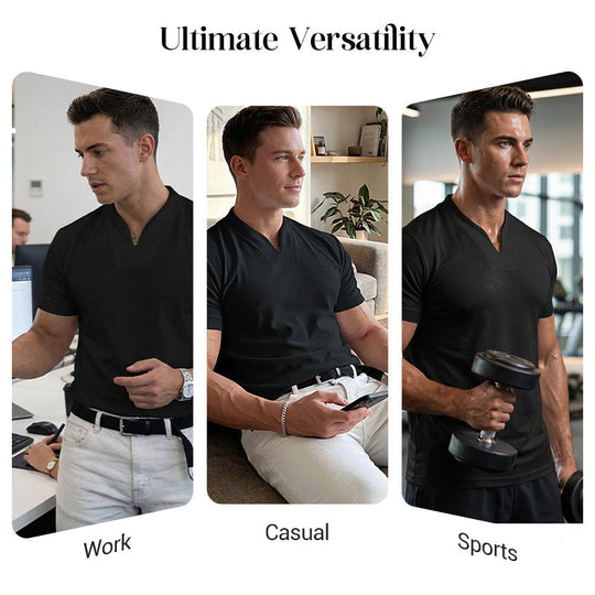 Men Gentlemans Business Short Sleeve Fitness T-shirt