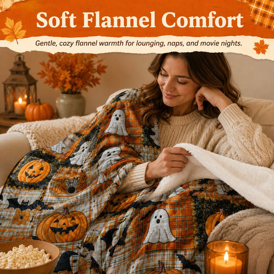 🏆Halloween Patchwork Flannel Blanket