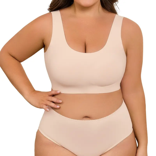 Ubras Wireless Full Coverage Seamless Bra, Wide Straps Breathable Nude Daily Bralette