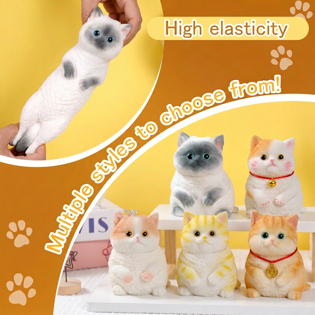 🔥Soft and Cuddly Cat – Stress-Relief Squeezable Toy