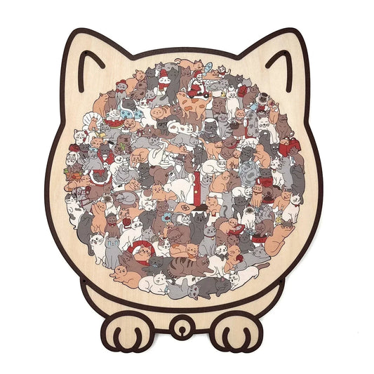 🎁Christmas Sale 50% OFF🎅135-Piece Morandi-Colored Cat Shaped Wooden Jigsaw Puzzle