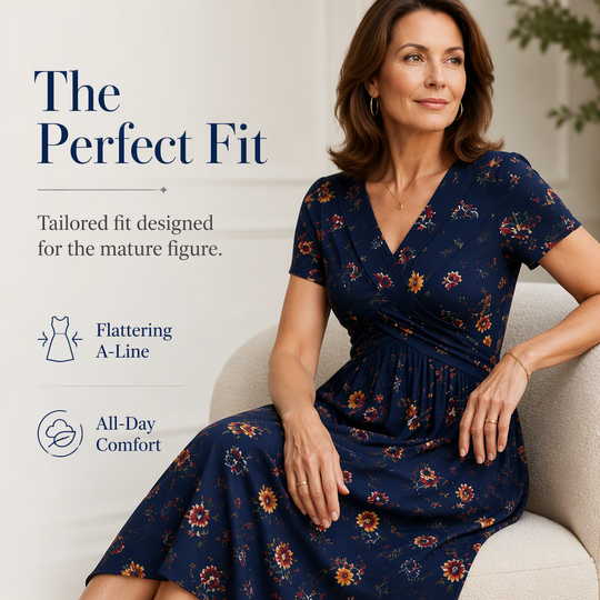 Women’s V-Neck Floral Print Dress – Twist Waist & Flattering Fit