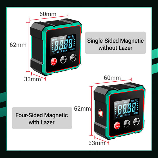 4-Side Magnetic Digital Angle Gauge with Laser