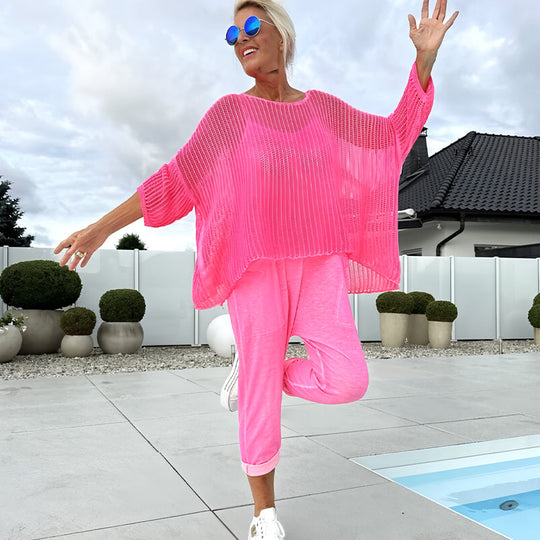 💜 DERNIER JOUR DE PROMOTION - 50 % DE RÉDUCTION💜Combinaison imprimée à lettres pour femme + blouse ajourée