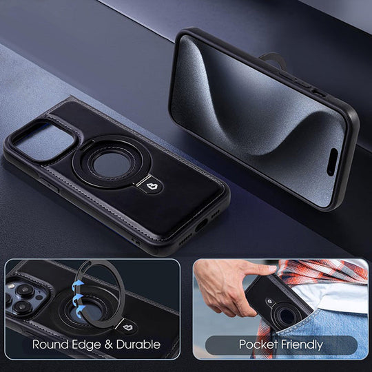 Full Faux Leather Shockproof Magnetic Case for iPhone
