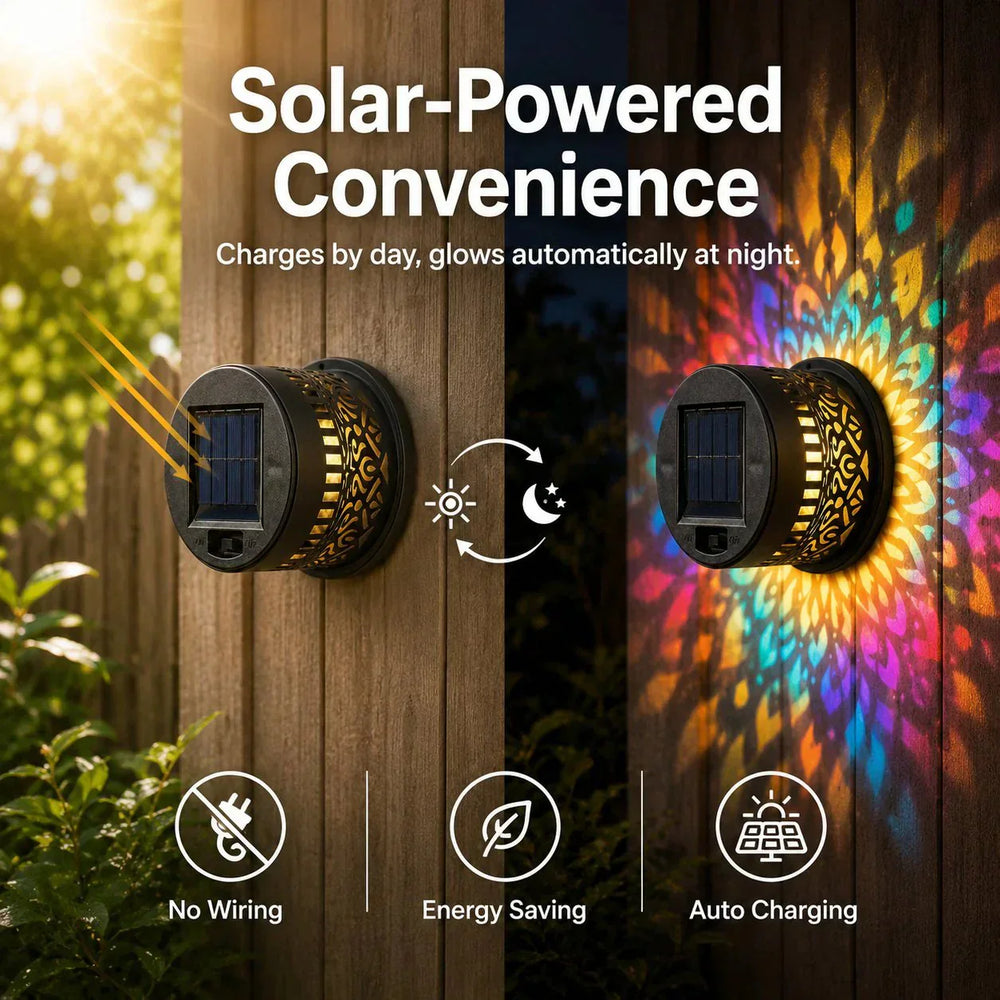 🎁2026 New Arrivals💥Solar Mandala Wall Light Outdoor Garden Fence Projector Lamp Patio Ambient Decor