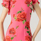 🎉Hot Sale 49% KORTING🥳Cheongsam-stijl maxi-jurk met rozenprint, gelaagde uitlopende mouwen en stretch