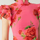 🎉Hot Sale 49% KORTING🥳Cheongsam-stijl maxi-jurk met rozenprint, gelaagde uitlopende mouwen en stretch