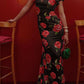 🎉Hot Sale 49% KORTING🥳Cheongsam-stijl maxi-jurk met rozenprint, gelaagde uitlopende mouwen en stretch