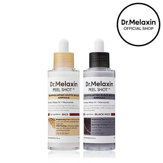 [Dr.Melaxin [Official] Peel Shot Glow Rice Ampoule Duo - Sieri illuminanti, esfolianti e idratanti - Adatti a tutti i tipi di pelle