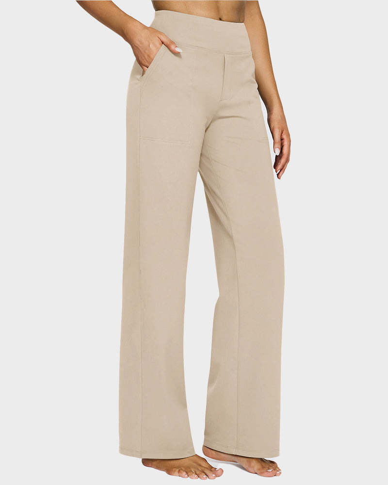 G4Free Loose High-Waist Business Casual Pants Yoga Pants Women Wide Leg Pants with Pockets Comfortable Athletic Sweatpants