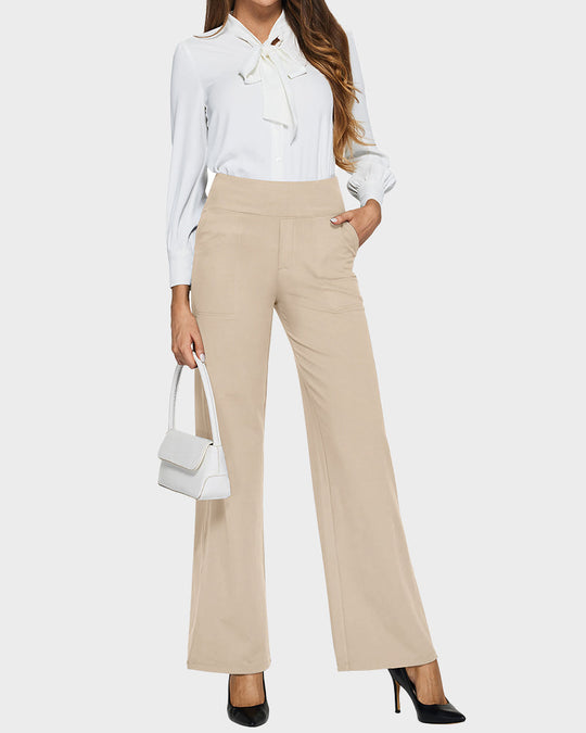 G4Free Loose High-Waist Business Casual Pants Yoga Pants Women Wide Leg Pants with Pockets Comfortable Athletic Sweatpants