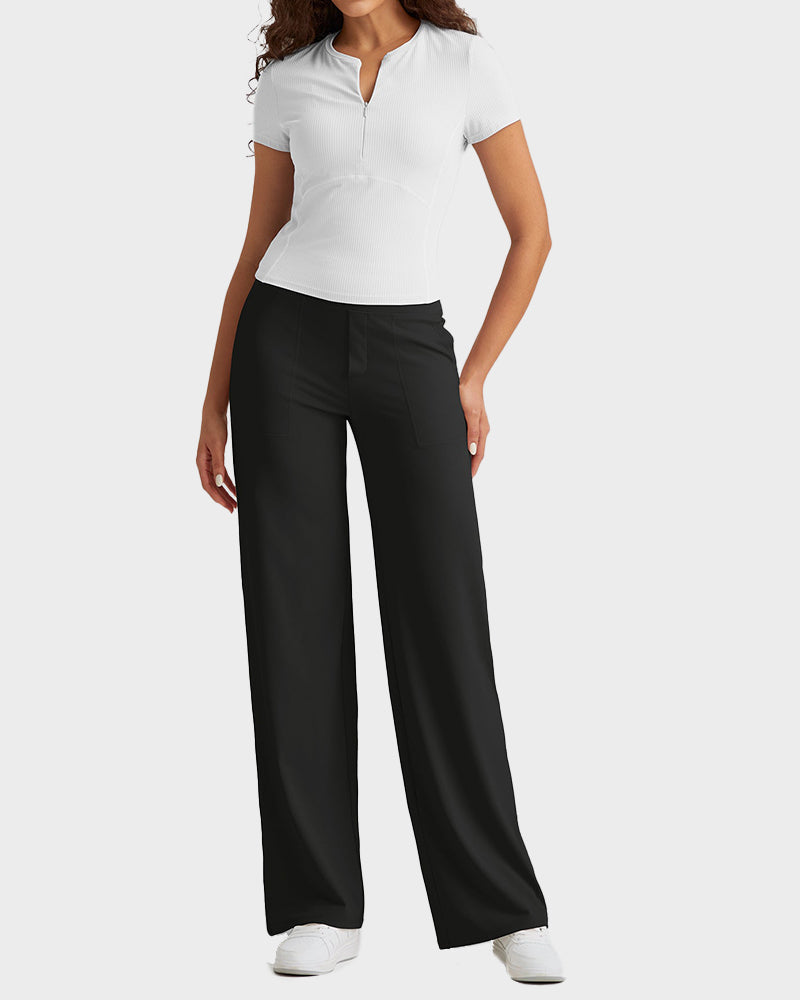 G4Free Loose High-Waist Business Casual Pants Yoga Pants Women Wide Leg Pants with Pockets Comfortable Athletic Sweatpants
