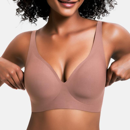 🔥Lowest price in the last 30 days🔥Jelly Wireless Womens Comfortable Wireless Bras Push Up Bralettes Seamless Tshirts Bras Deep V Everyday Bras
