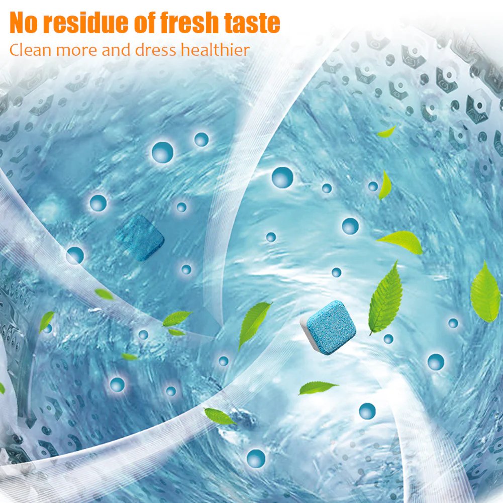 🔥12 PCS/Pack🔥Washing Machine Deep Cleaner Tablets – Eliminates 99% Germs, Removes Odors & Prevents Mold 🧽