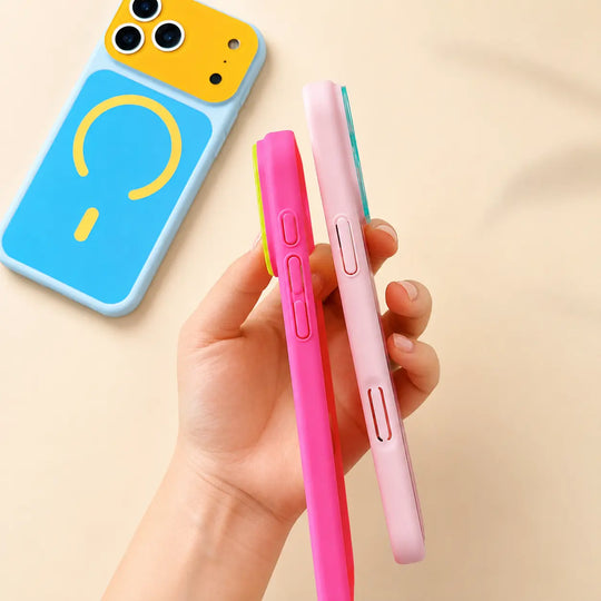 95K+ SOLD!Dopamine Color Block MagSafe Case – Ultra-Slim Matte Hard PC Cover for iPhone 17 Pro Max