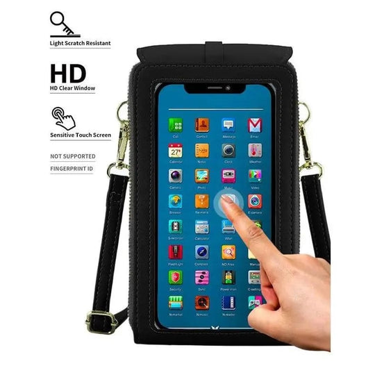 Simple and elegant women's touchscreen crossbody phone wallet