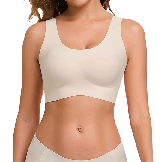 Ubras Wireless Full Coverage Seamless Bra, Wide Straps Breathable Nude Daily Bralette