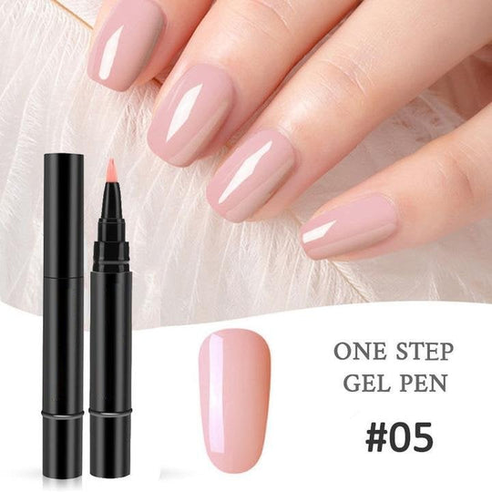 One Step Gel Nail Pen | 3-in-1 No Topcoat UV Nail Polish | Long-Lasting DIY Manicure Pen with Precision Tip🎨