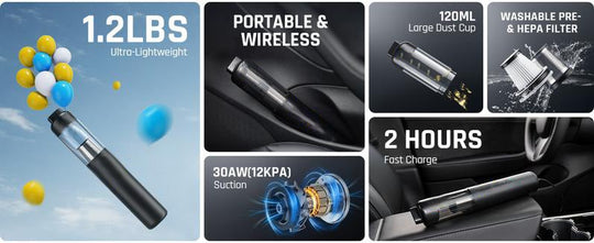 💖2025. gada karstā izpārdošana💖 Slim V8 Mate bezvadu automašīnas putekļsūcējs ar lielu jaudu 12000Pa/30AW