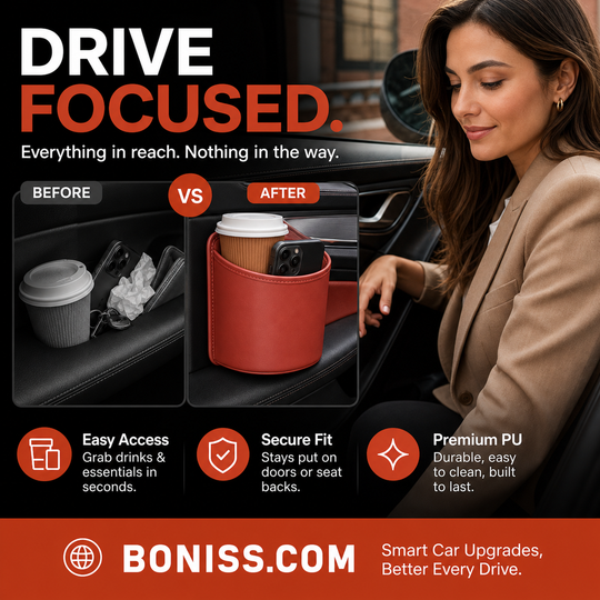 🥳2026 HOT SALE🥳💞95K+ SOLD!🚗🧺 50% OFF! Leather Car Door Cup Holder – Wide‑mouth opening, easy reach for drinks & phone. Clip‑on secure fit. PU leather, tough & stylish. 🛡️✨