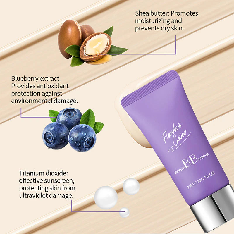 Perfect Cover Serum BB Cream (35ml) - Bifida Ferment Lysate Serum-Infused BB Cream for Anti-Aging Skin Rejuvenation, Skin Tint, Tinted Moisturizer, Skin Care Foundation Makeup,Superfood Complex,Glass Skin CardiBB OGBB PurpleBB