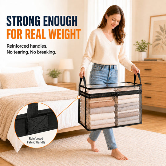 📦Large Heavy-Duty Thick Plastic Clear Storage Bag for Clothes, Moving & Storage