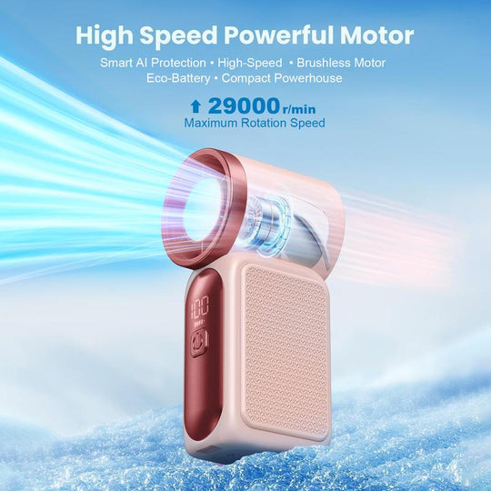 Turbo Handheld Fan – 16900 RPM, 6 speeds, LED display