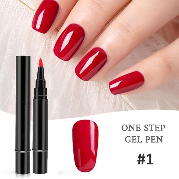 One Step Gel Nail Pen | 3-in-1 No Topcoat UV Nail Polish | Long-Lasting DIY Manicure Pen with Precision Tip🎨