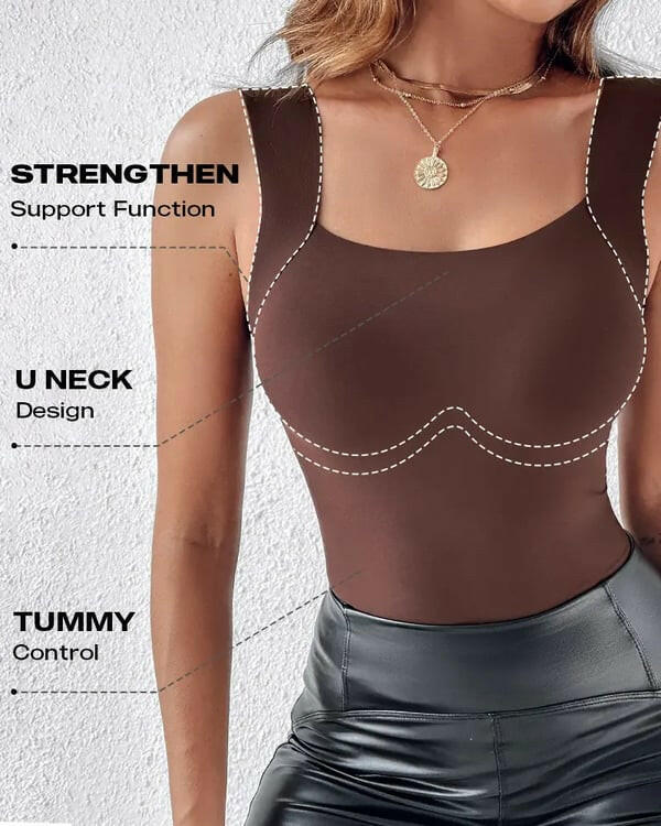 2-Piece Set💕Women’s U Neck Thermal Tank Tops with Built-In Bra