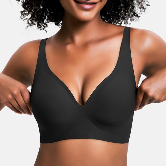 🔥Lowest price in the last 30 days🔥Jelly Wireless Womens Comfortable Wireless Bras Push Up Bralettes Seamless Tshirts Bras Deep V Everyday Bras