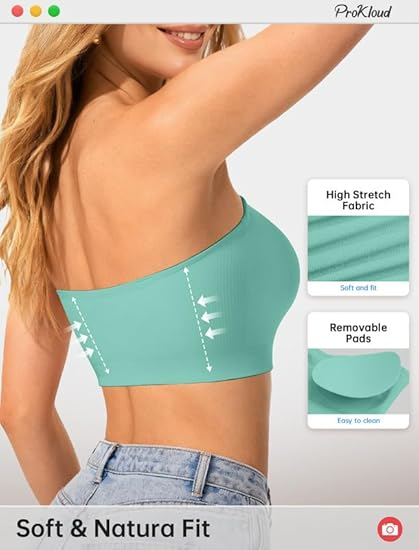 ProKloud Strapless Push Up Bras for Women Wireless Bandeau Bra Non-Slip Silicone Tube Top Padded Convertible Bralette