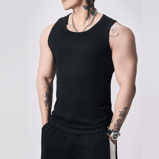 Men's  Wide Strap Ribbed Tank Top