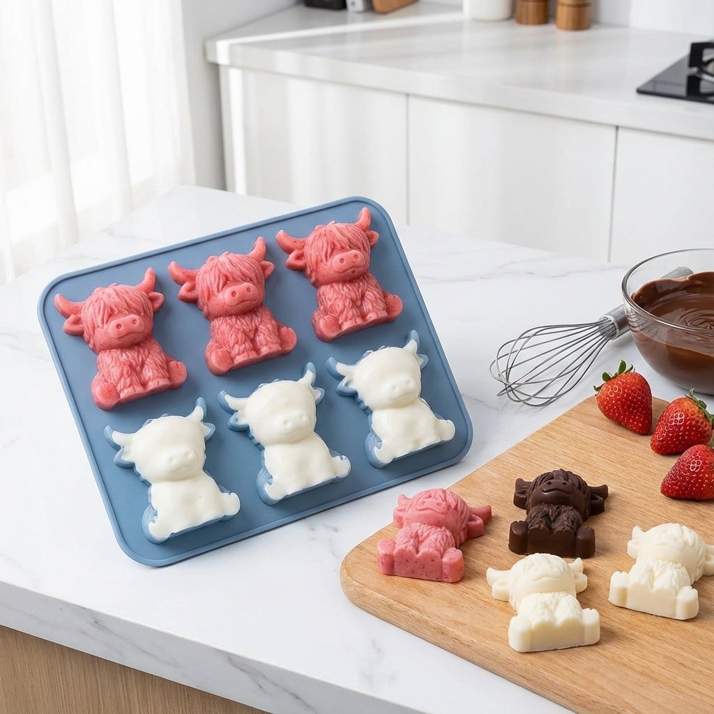 Mini Highland Cow Ice Cube Mold – Cute 3D Ice for Drinks, Parties & Gifts