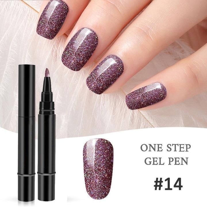 One Step Gel Nail Pen | 3-in-1 No Topcoat UV Nail Polish | Long-Lasting DIY Manicure Pen with Precision Tip🎨