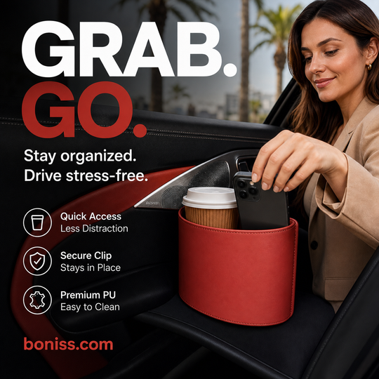 🥳2026 HOT SALE🥳💞95K+ SOLD!🚗🧺 50% OFF! Leather Car Door Cup Holder – Wide‑mouth opening, easy reach for drinks & phone. Clip‑on secure fit. PU leather, tough & stylish. 🛡️✨