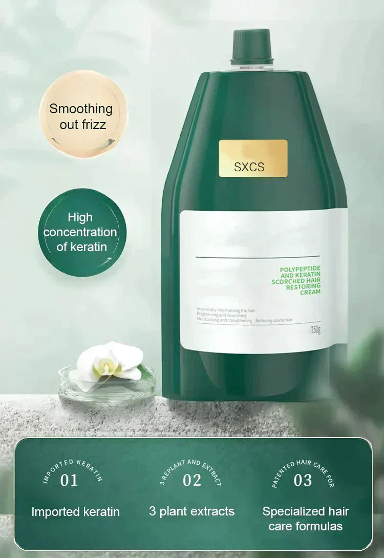 Поліпептыд кератин, увільгатняе згладжванне, адрамантуе крэм для аднаўлення валасоў