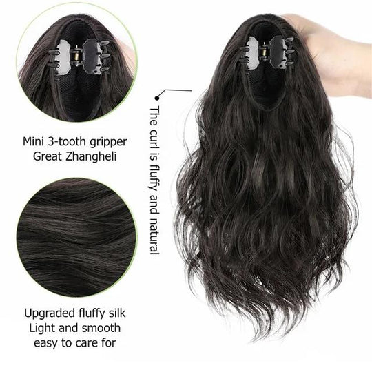 Curly Wig High Ponytail with claw clip