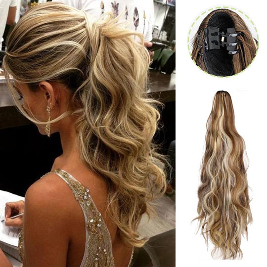 Curly Wig High Ponytail with claw clip