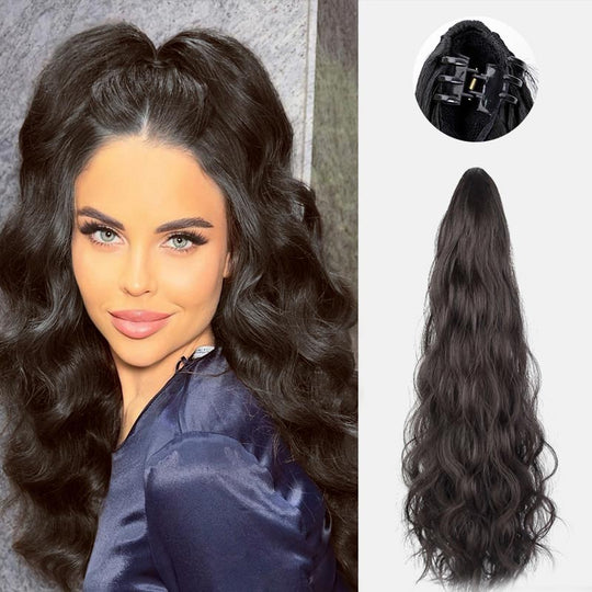 Curly Wig High Ponytail with claw clip