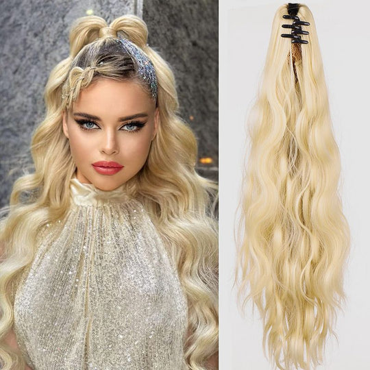 Curly Wig High Ponytail with claw clip
