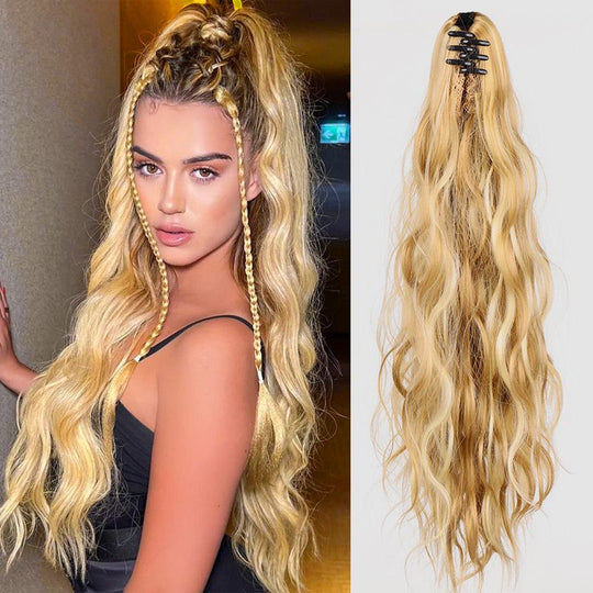 Curly Wig High Ponytail with claw clip