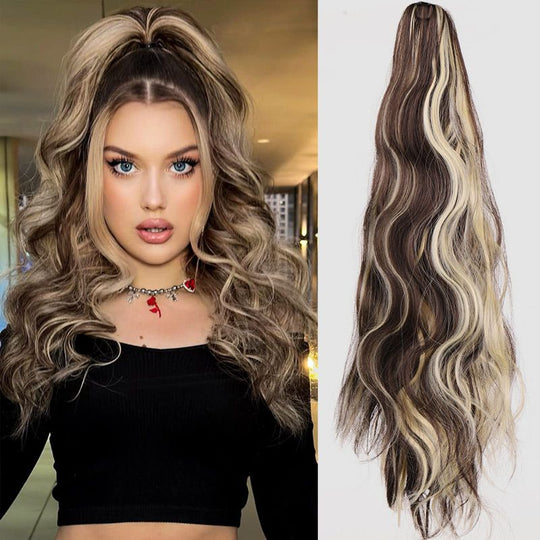 Curly Wig High Ponytail with claw clip