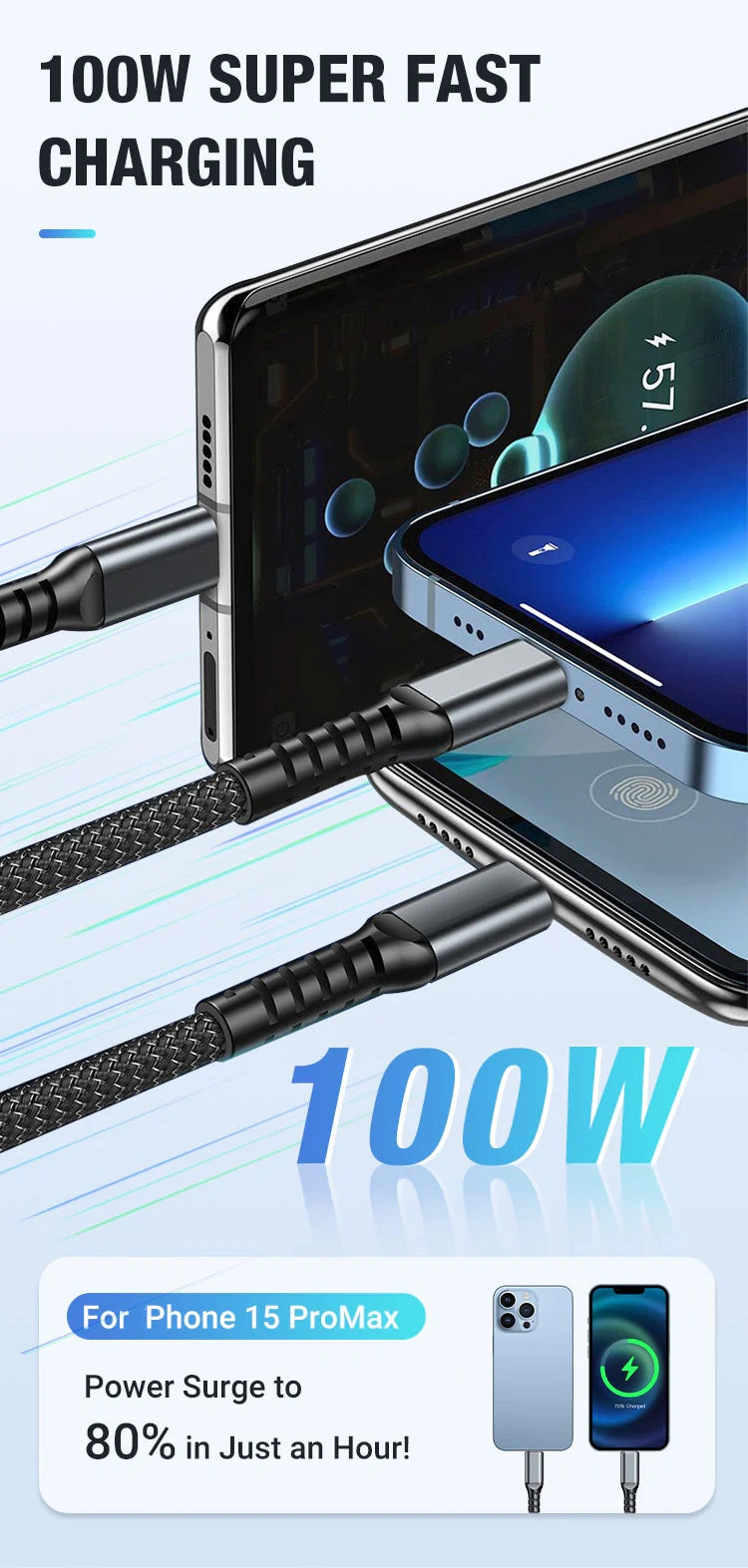 💥Ограничено време 50% попуста🔥⚡Провидни светлећи 3-у-1 кабл за супер брзо пуњење