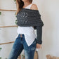 💥Poncho de punto con recortes para muller